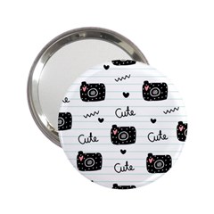 Cute Cameras Doodles Hand Drawn 2 25  Handbag Mirrors