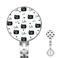 Cute Cameras Doodles Hand Drawn Stainless Steel Nurses Watch by Cowasu