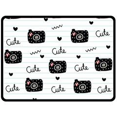 Cute Cameras Doodles Hand Drawn Two Sides Fleece Blanket (large) by Cowasu