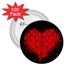 Heart Brain Mind Psychology Doubt 2 25  Buttons (100 Pack) 