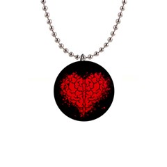 Heart Brain Mind Psychology Doubt 1  Button Necklace