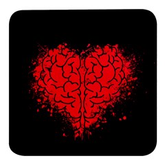 Heart Brain Mind Psychology Doubt Square Glass Fridge Magnet (4 Pack) by Cowasu