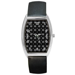 Snowflakes Background Pattern Barrel Style Metal Watch