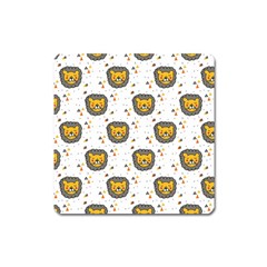 Lion Heads Pattern Design Doodle Square Magnet