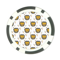 Lion Heads Pattern Design Doodle Poker Chip Card Guard