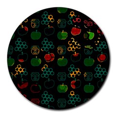 Apples Honey Honeycombs Pattern Round Mousepad