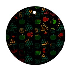 Apples Honey Honeycombs Pattern Ornament (round)