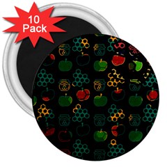 Apples Honey Honeycombs Pattern 3  Magnets (10 Pack) 