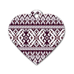 Illustration Ukrainian Folk Seamless Pattern Ornament Dog Tag Heart (one Side)