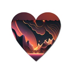 Fire Flame Burn Hot Heat Light Burning Orange Heart Magnet