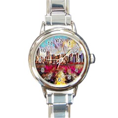 New York Skyline Manhattan City Round Italian Charm Watch