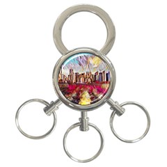 New York Skyline Manhattan City 3-ring Key Chain