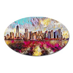 New York Skyline Manhattan City Oval Magnet