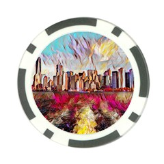 New York Skyline Manhattan City Poker Chip Card Guard