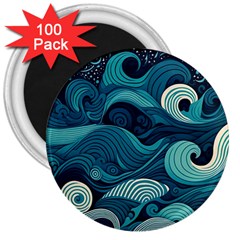 Waves Ocean Sea Abstract Whimsical Abstract Art 3  Magnets (100 Pack) by Cowasu