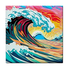 Ai Generated Waves Ocean Sea Tsunami Nautical Blue Sea (2) Face Towel by Cowasu