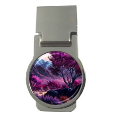 Landscape Landscape Painting Purple Purple Trees Money Clips (round) 