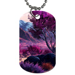 Landscape Landscape Painting Purple Purple Trees Dog Tag (one Side)