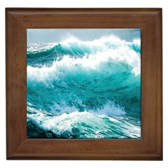 Ai Generated Waves Ocean Sea Tsunami Nautical Blue Sea Framed Tile