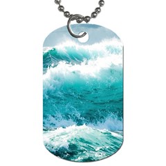 Ai Generated Waves Ocean Sea Tsunami Nautical Blue Sea Dog Tag (one Side)