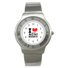 I Love Acai Berry Stainless Steel Watch by ilovewhateva