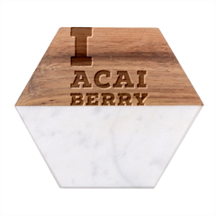 I love acai berry Marble Wood Coaster (Hexagon) 