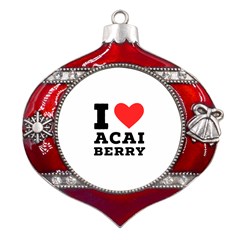I love acai berry Metal Snowflake And Bell Red Ornament