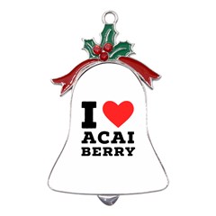 I love acai berry Metal Holly Leaf Bell Ornament