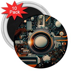 Illustrations Technology Robot Internet Processor 3  Magnets (10 Pack) 