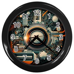 Illustrations Technology Robot Internet Processor Wall Clock (black)