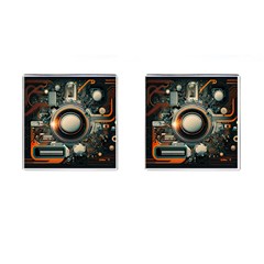 Illustrations Technology Robot Internet Processor Cufflinks (square)