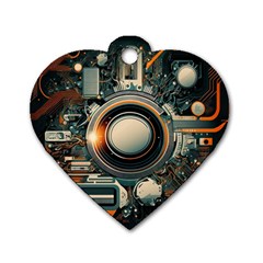 Illustrations Technology Robot Internet Processor Dog Tag Heart (two Sides)