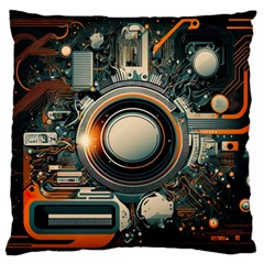 Illustrations Technology Robot Internet Processor Large Premium Plush Fleece Cushion Case (two Sides) by Cowasu