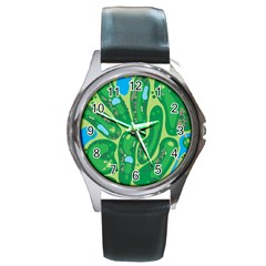 Golf Course Par Golf Course Green Round Metal Watch