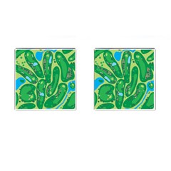 Golf Course Par Golf Course Green Cufflinks (square)