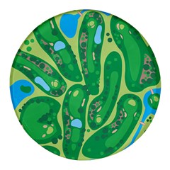 Golf Course Par Golf Course Green Round Glass Fridge Magnet (4 pack)