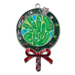 Golf Course Par Golf Course Green Metal X Mas Lollipop with Crystal Ornament