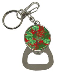 Leaves Leaf Nature Pattern Red Green Bottle Opener Key Chain