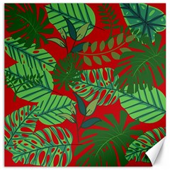 Leaves Leaf Nature Pattern Red Green Canvas 16  X 16 