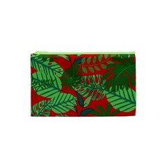 Leaves Leaf Nature Pattern Red Green Cosmetic Bag (xs) by Cowasu