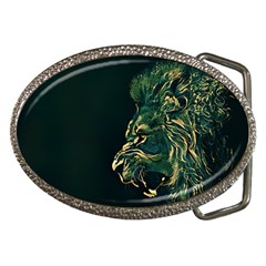 Angry Male Lion Belt Buckles