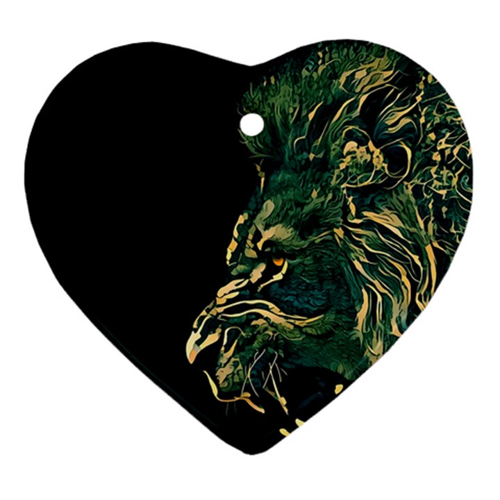 Angry Male Lion Heart Ornament (Two Sides)