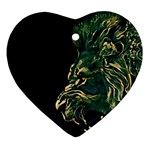 Angry Male Lion Heart Ornament (Two Sides) Back