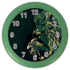 Angry Male Lion Color Wall Clock