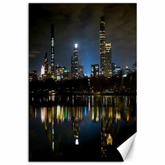 New York Night Central Park Skyscrapers Skyline Canvas 12  X 18  by Cowasu