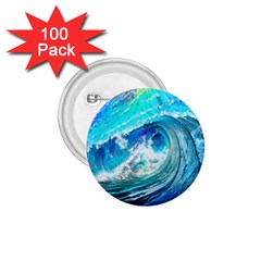 Tsunami Waves Ocean Sea Nautical Nature Water Painting 1.75  Buttons (100 pack) 