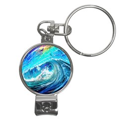 Tsunami Waves Ocean Sea Nautical Nature Water Painting Nail Clippers Key Chain