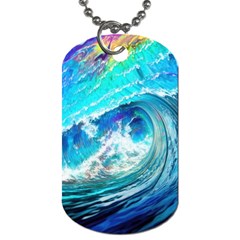 Tsunami Waves Ocean Sea Nautical Nature Water Painting Dog Tag (one Side)