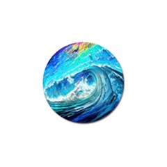 Tsunami Waves Ocean Sea Nautical Nature Water Painting Golf Ball Marker (4 pack)