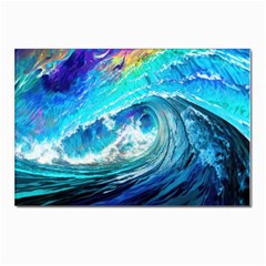 Tsunami Waves Ocean Sea Nautical Nature Water Painting Postcards 5  x 7  (Pkg of 10)